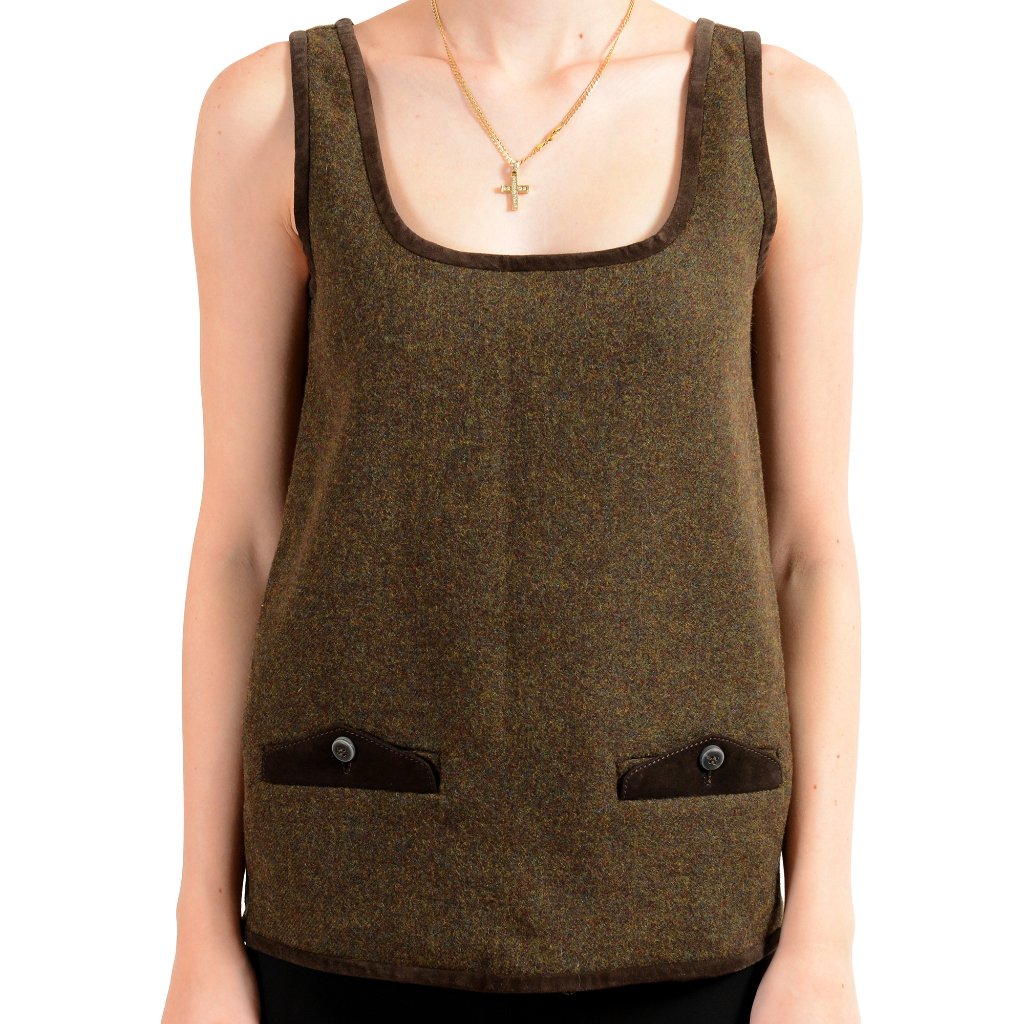 Dsquared2 Women's Wool Silk Leather Trimmed Blouse Top Us S It 40